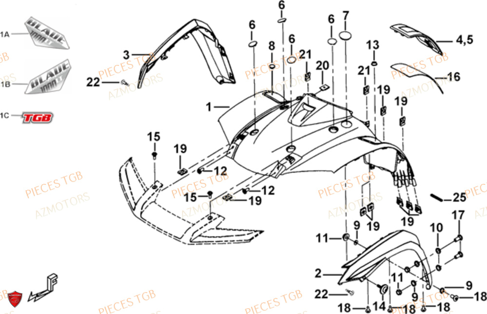 Carrosserie Avant AZMOTORS Pieces TGB BLADE 1000 LT (No Serie RFCETTTBB.. Type: ETT)