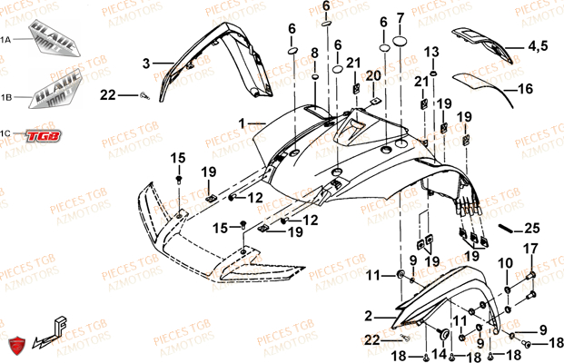 Carrosserie Avant AZMOTORS Pieces TGB BLADE 1000 LT (No Serie RFCETTTBB.. Type: ETT)