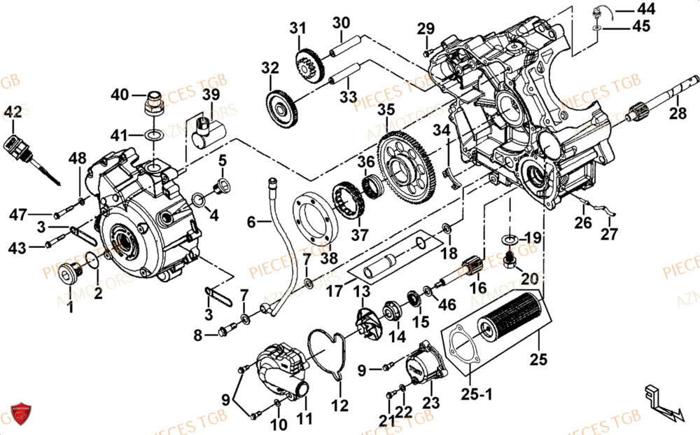 Carter Moteur Droit AZMOTORS Pieces TGB BLADE 1000 LT (No Serie RFCETTTBB.. Type: ETT)