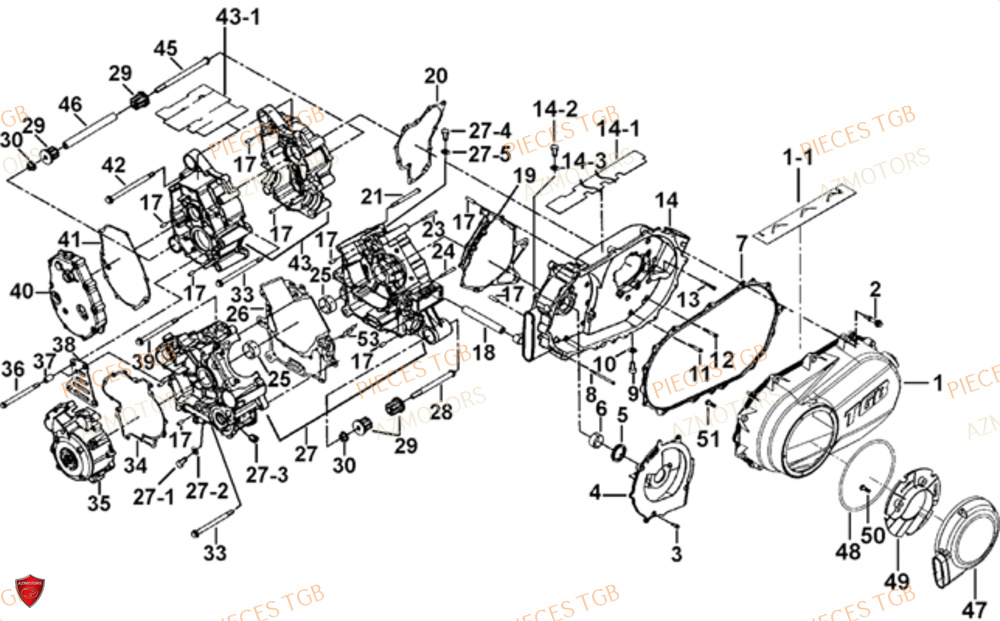 Carter Moteur AZMOTORS Pieces TGB BLADE 1000 LT (No Serie RFCETTTBB.. Type: ETT)