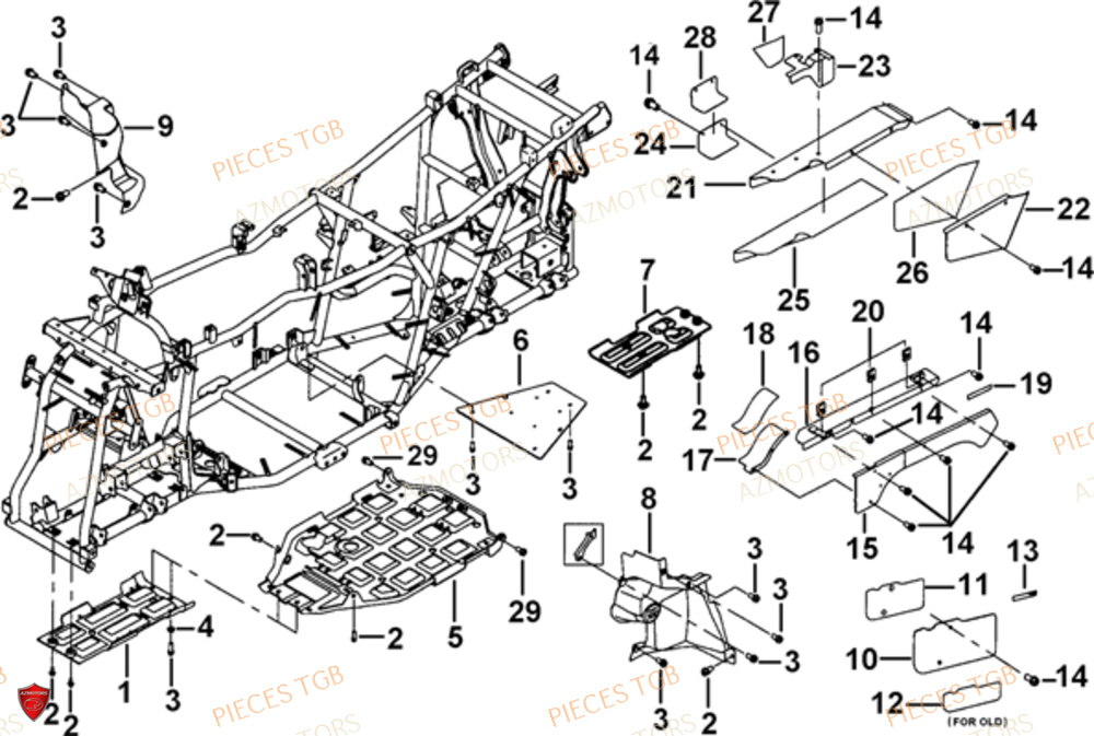 Chassis 2 AZMOTORS Pieces TGB BLADE 1000 LT (No Serie RFCETTTBB.. Type: ETT)