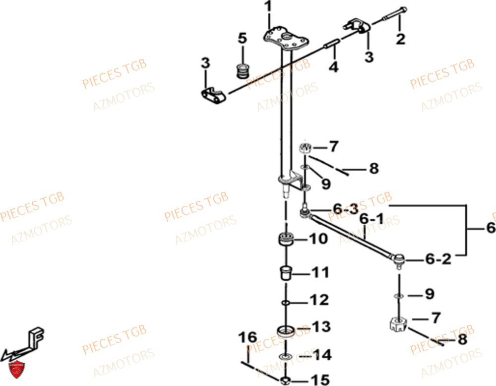 Colonne Direction Sans Eps AZMOTORS Pieces TGB BLADE 1000 LT (No Serie RFCETTTBB.. Type: ETT)