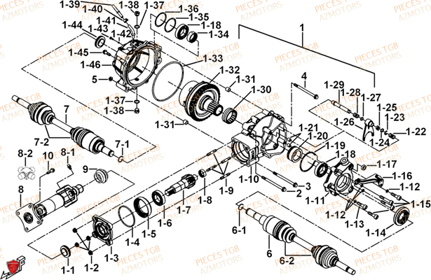 Differentiel Arriere AZMOTORS Pieces TGB BLADE 1000 LT (No Serie RFCETTTBB.. Type: ETT)