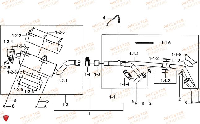 Echappement AZMOTORS Pieces TGB BLADE 1000 LT (No Serie RFCETTTBB.. Type: ETT)