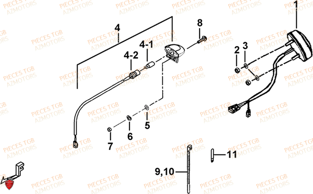 Eclairage Arriere AZMOTORS Pieces TGB BLADE 1000 LT (No Serie RFCETTTBB.. Type: ETT)