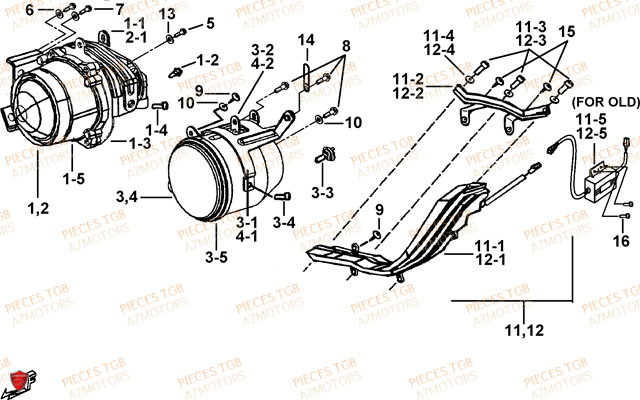 Eclairage Avant AZMOTORS Pieces TGB BLADE 1000 LT (No Serie RFCETTTBB.. Type: ETT)