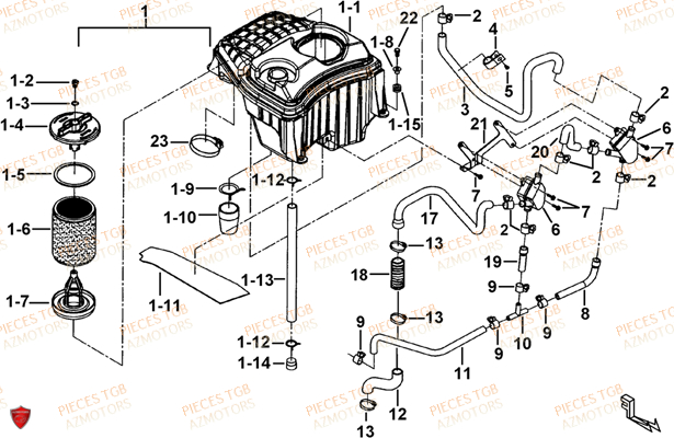 Filtre A Air AZMOTORS Pieces TGB BLADE 1000 LT (No Serie RFCETTTBB.. Type: ETT)