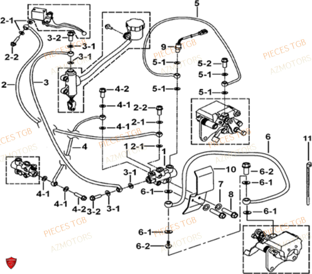 Frein Arriere AZMOTORS Pieces TGB BLADE 1000 LT (No Serie RFCETTTBB.. Type: ETT)