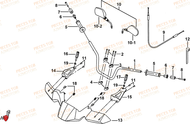 Guidon AZMOTORS Pieces TGB BLADE 1000 LT (No Serie RFCETTTBB.. Type: ETT)