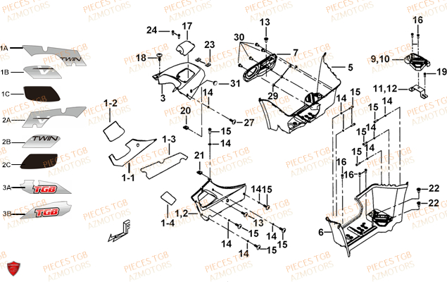 Marche Pied AZMOTORS Pieces TGB BLADE 1000 LT (No Serie RFCETTTBB.. Type: ETT)