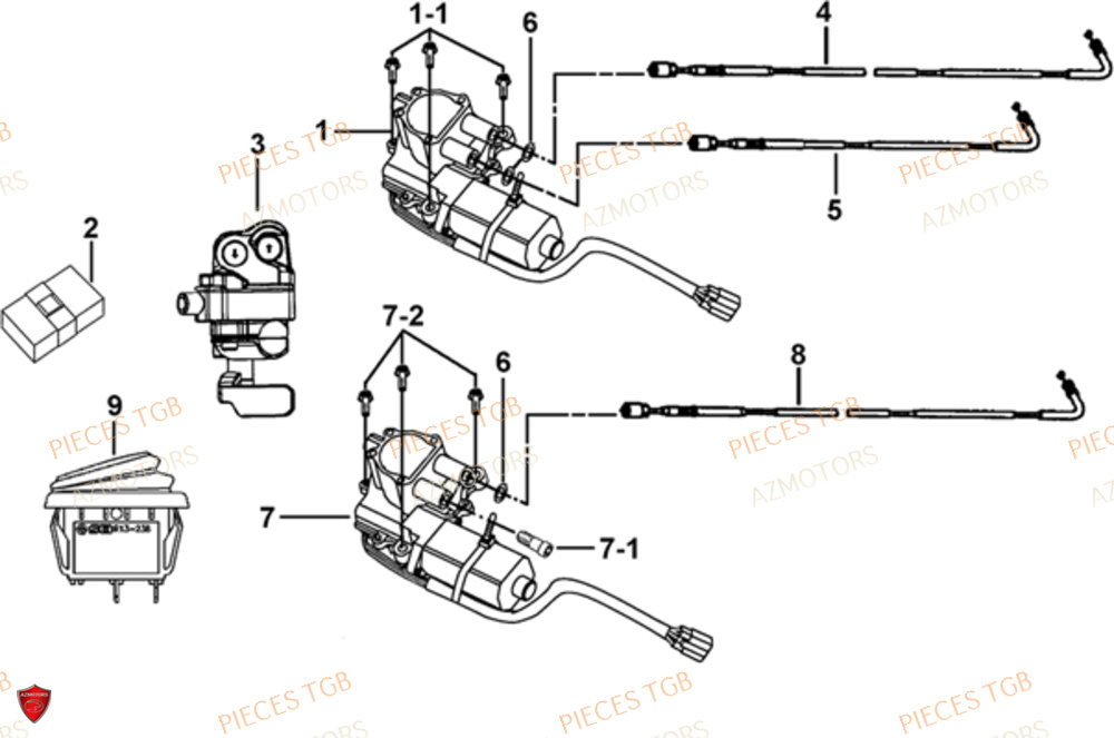 Moteur De Differentiel AZMOTORS Pieces TGB BLADE 1000 LT (No Serie RFCETTTBB.. Type: ETT)