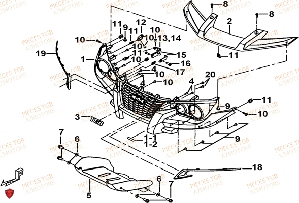 Pare Chocs AZMOTORS Pieces TGB BLADE 1000 LT (No Serie RFCETTTBB.. Type: ETT)