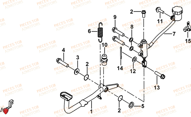 Pedale De Frein AZMOTORS Pieces TGB BLADE 1000 LT (No Serie RFCETTTBB.. Type: ETT)