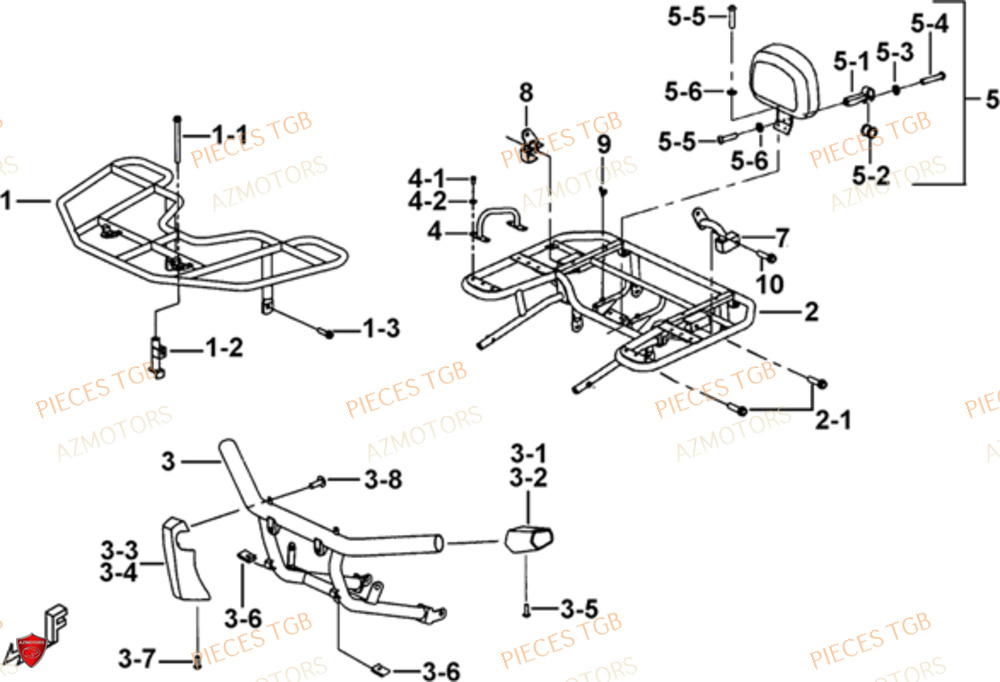Porte Bagages Option AZMOTORS Pieces TGB BLADE 1000 LT (No Serie RFCETTTBB.. Type: ETT)