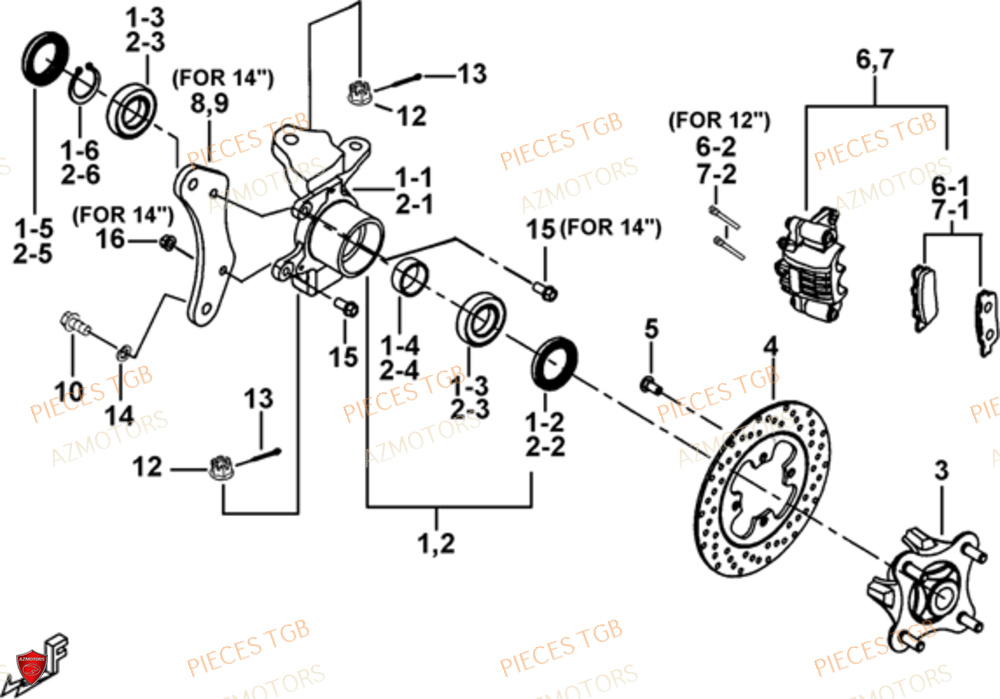 Porte Fusee De Direction AZMOTORS Pieces TGB BLADE 1000 LT (No Serie RFCETTTBB.. Type: ETT)