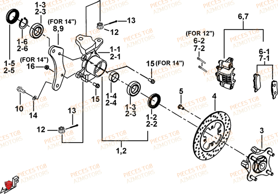 Porte Fusee De Direction AZMOTORS Pieces TGB BLADE 1000 LT (No Serie RFCETTTBB.. Type: ETT)