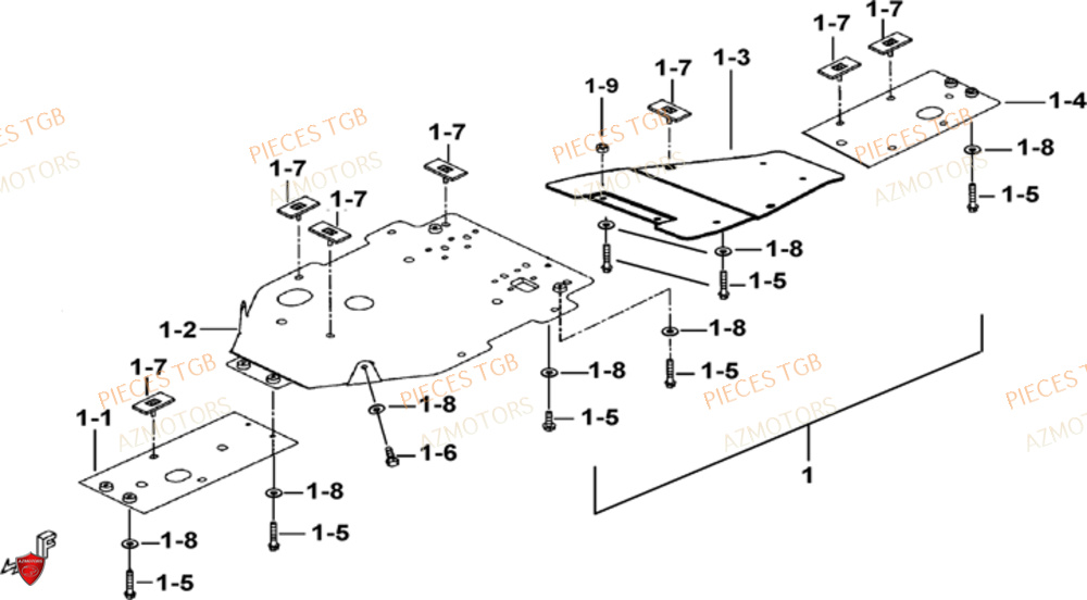 Protections Chassis Aluminium AZMOTORS Pieces TGB BLADE 1000 LT (No Serie RFCETTTBB.. Type: ETT)