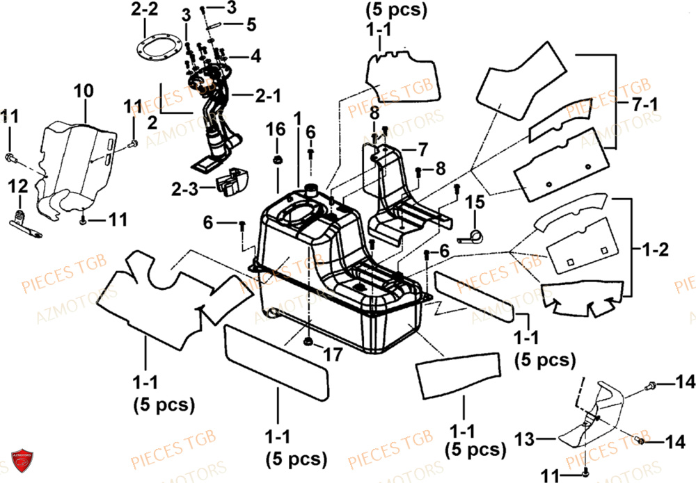 Reservoir Et Isolants AZMOTORS Pieces TGB BLADE 1000 LT (No Serie RFCETTTBB.. Type: ETT)