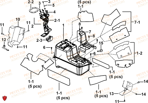 Reservoir Et Isolants AZMOTORS Pieces TGB BLADE 1000 LT (No Serie RFCETTTBB.. Type: ETT)