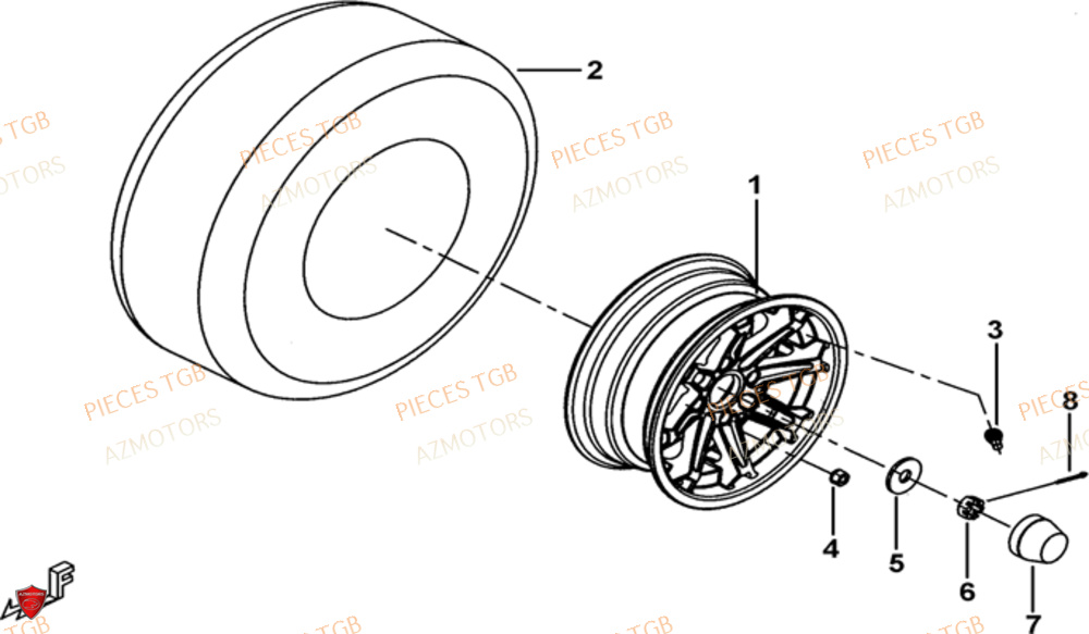 Roues Avant AZMOTORS Pieces TGB BLADE 1000 LT (No Serie RFCETTTBB.. Type: ETT)