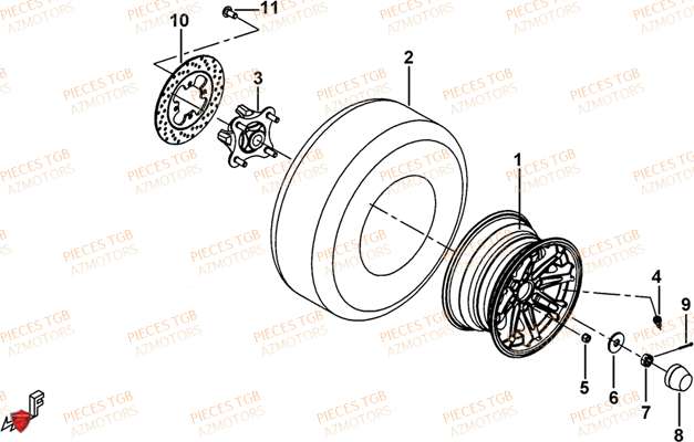 Roues Arriere AZMOTORS Pieces TGB BLADE 1000 LT (No Serie RFCETTTBB.. Type: ETT)