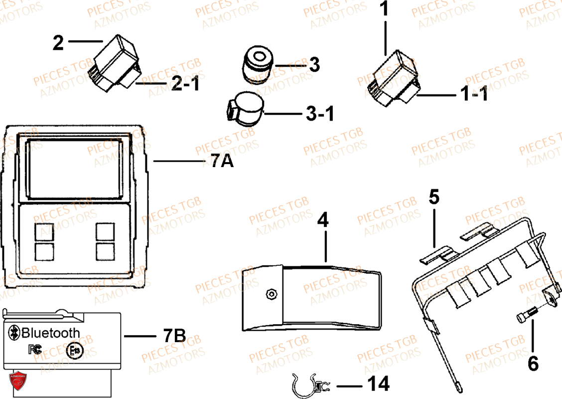 Supports AZMOTORS Pieces TGB BLADE 1000 LT (No Serie RFCETTTBB.. Type: ETT)