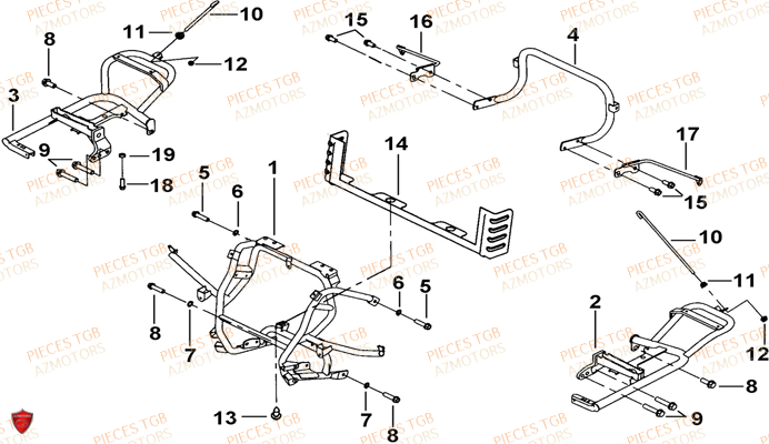 Support Pare Chocs AZMOTORS Pieces TGB BLADE 1000 LT (No Serie RFCETTTBB.. Type: ETT)