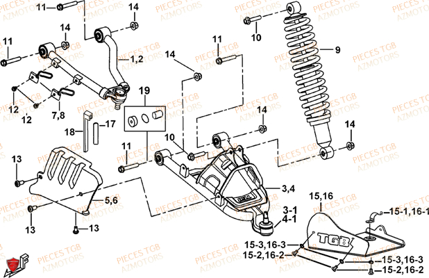 Suspension Avant AZMOTORS Pieces TGB BLADE 1000 LT (No Serie RFCETTTBB.. Type: ETT)