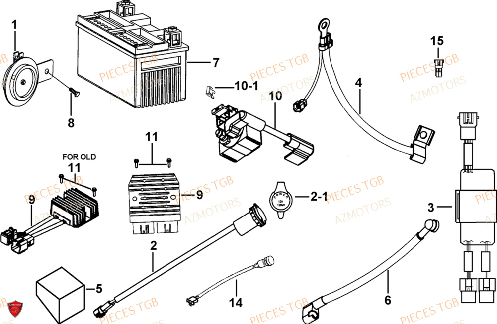 Systeme Electrique 3 AZMOTORS Pieces TGB BLADE 1000 LT (No Serie RFCETTTBB.. Type: ETT)