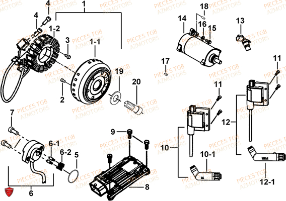 Systeme Electrique 1 AZMOTORS Pieces TGB BLADE 1000 LT (No Serie RFCETTTBB.. Type: ETT)