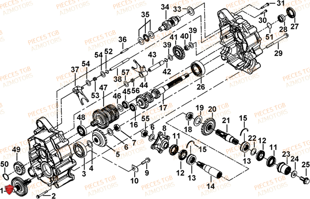 Transmission 1 AZMOTORS Pieces TGB BLADE 1000 LT (No Serie RFCETTTBB.. Type: ETT)