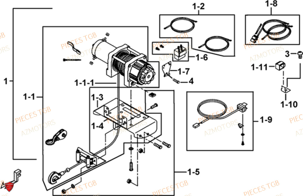 Treuil Option AZMOTORS Pieces TGB BLADE 1000 LT (No Serie RFCETTTBB.. Type: ETT)