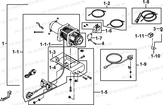 Treuil Option AZMOTORS Pieces TGB BLADE 1000 LT (No Serie RFCETTTBB.. Type: ETT)