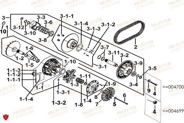 Variateur AZMOTORS Pieces TGB BLADE 1000 LT (No Serie RFCETTTBB.. Type: ETT)