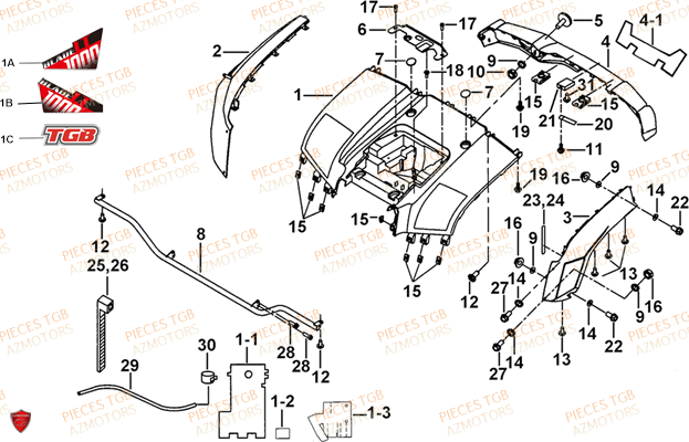 Carrosserie Arriere TGB Pieces TGB BLADE 1000 LT EPS (No Serie RFCETTTBA.. Type: ETT)