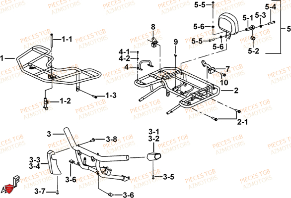 Porte Bagages Acier (option) TGB Pieces TGB BLADE 1000 LT EPS (No Serie RFCETTTBA.. Type: ETT)