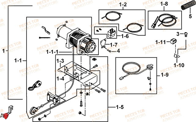 Treuil (option) AZMOTORS Pieces TGB BLADE 1000 LT EPS (No Serie RFCETTTBA.. Type: ETT)