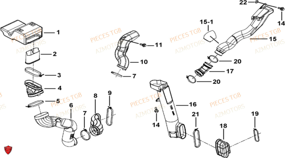 Admission Air Variateur AZMOTORS Pieces TGB BLADE 1000 LT EPS LUXE  (No Serie RFCETTTBA.. Type: ETT)