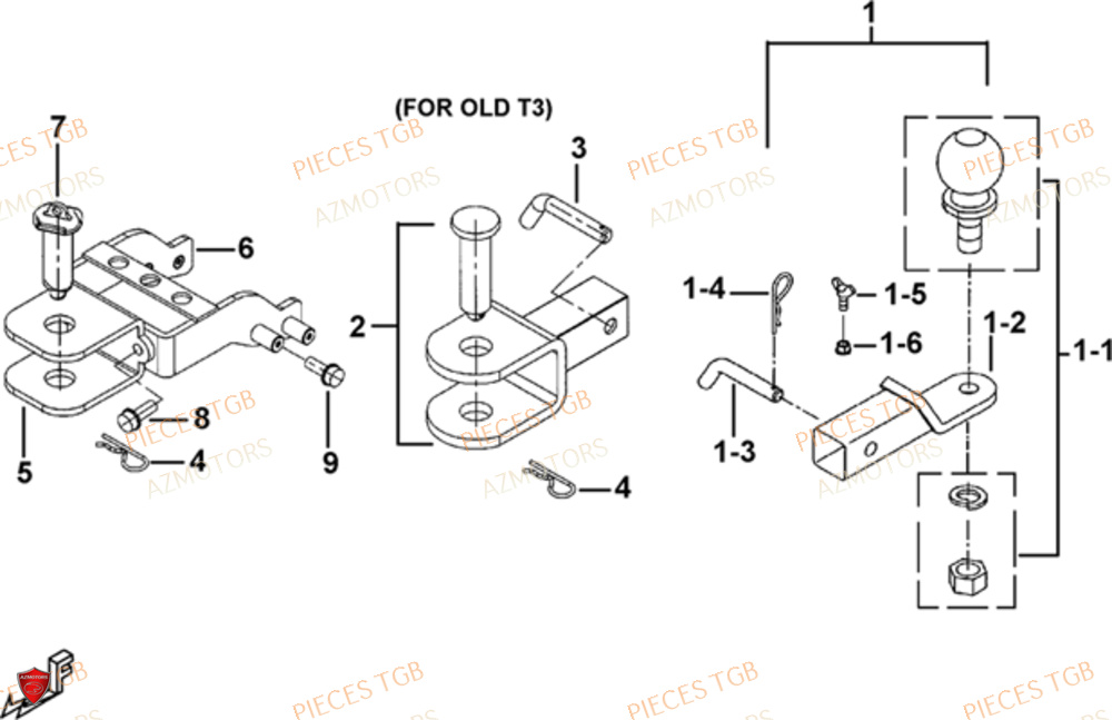 Attelages Option AZMOTORS Pieces TGB BLADE 1000 LT EPS LUXE  (No Serie RFCETTTBA.. Type: ETT)