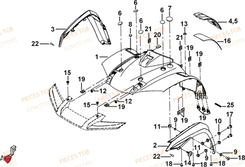 Carrosserie Avant AZMOTORS Pieces TGB BLADE 1000 LT EPS LUXE  (No Serie RFCETTTBA.. Type: ETT)