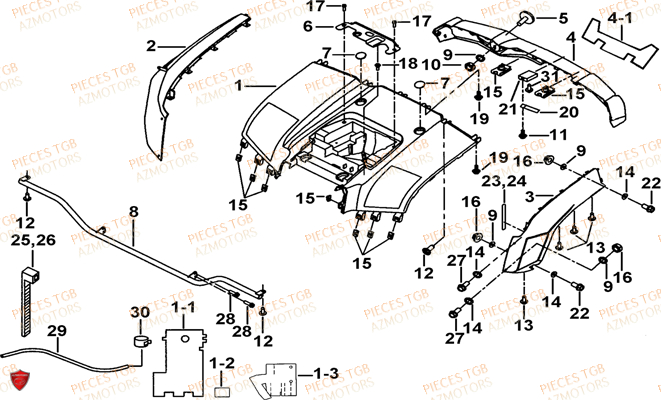 Carrosserie Arriere TGB Pieces TGB BLADE 1000 LT EPS LUXE  (No Serie RFCETTTBA.. Type: ETT)