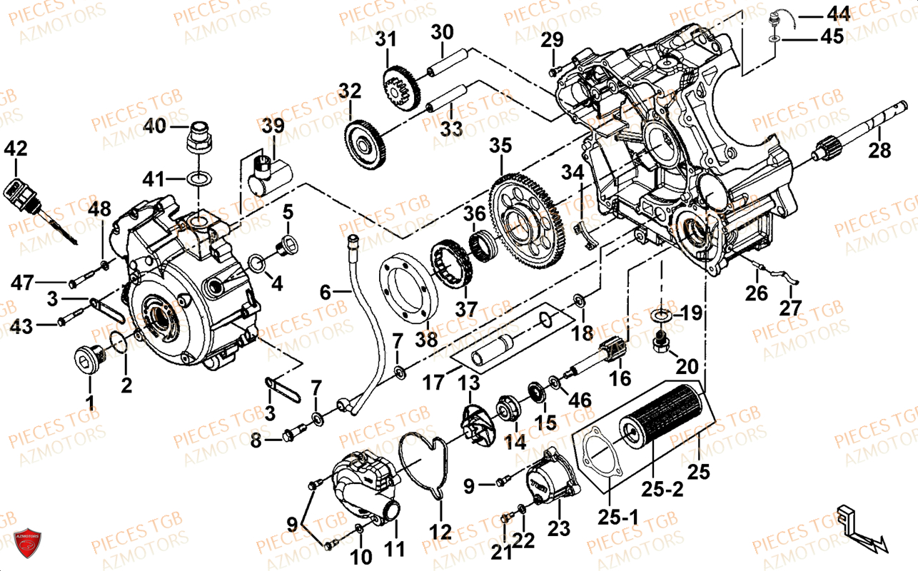 Carter Moteur Droit TGB Pieces TGB BLADE 1000 LT EPS LUXE  (No Serie RFCETTTBA.. Type: ETT)