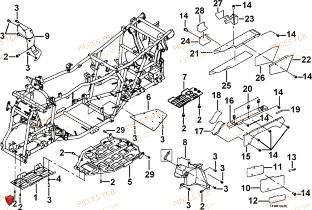 Chassis 2 AZMOTORS Pieces TGB BLADE 1000 LT EPS LUXE  (No Serie RFCETTTBA.. Type: ETT)