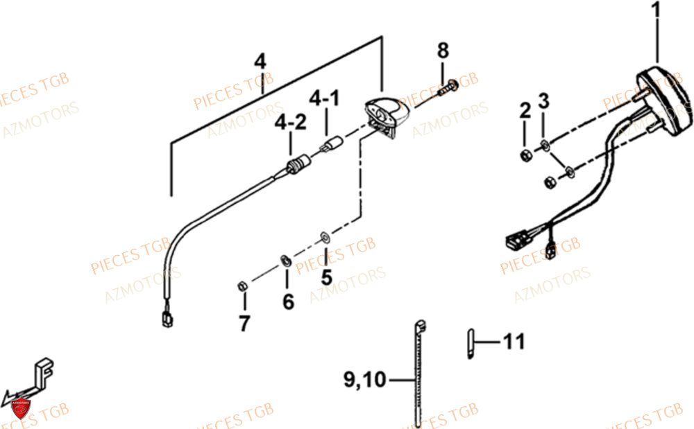 Eclairage Arriere AZMOTORS Pieces TGB BLADE 1000 LT EPS LUXE  (No Serie RFCETTTBA.. Type: ETT)