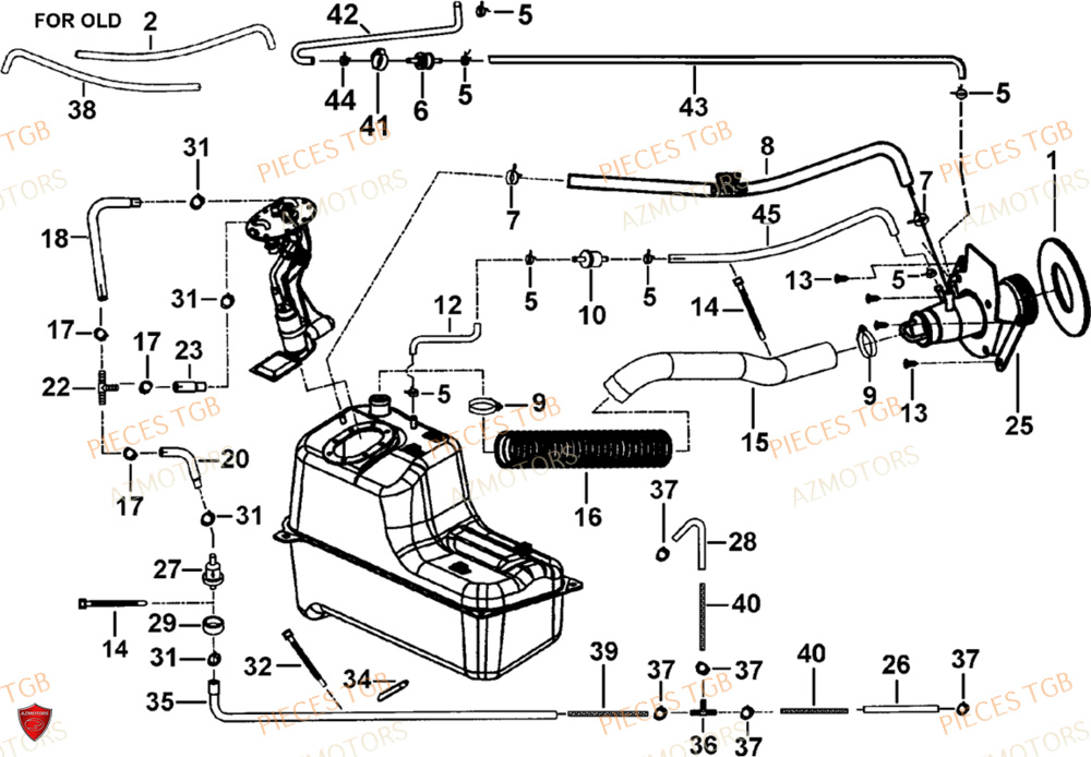 Equipement Du Reservoir AZMOTORS Pieces TGB BLADE 1000 LT EPS LUXE  (No Serie RFCETTTBA.. Type: ETT)