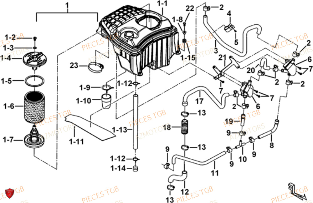 Filtre A Air AZMOTORS Pieces TGB BLADE 1000 LT EPS LUXE  (No Serie RFCETTTBA.. Type: ETT)