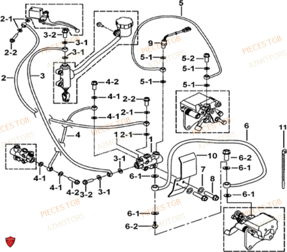 Frein Arriere AZMOTORS Pieces TGB BLADE 1000 LT EPS LUXE  (No Serie RFCETTTBA.. Type: ETT)