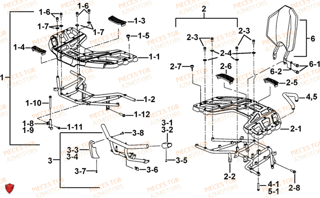 Porte Bagages Plastique (option) AZMOTORS Pieces TGB BLADE 1000 LT EPS LUXE  (No Serie RFCETTTBA.. Type: ETT)