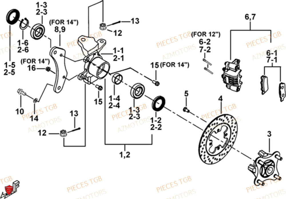 Porte Fusee De Direction AZMOTORS Pieces TGB BLADE 1000 LT EPS LUXE  (No Serie RFCETTTBA.. Type: ETT)