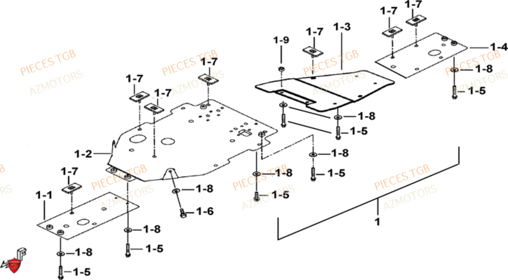 Protections Chassis Option AZMOTORS Pieces TGB BLADE 1000 LT EPS LUXE  (No Serie RFCETTTBA.. Type: ETT)